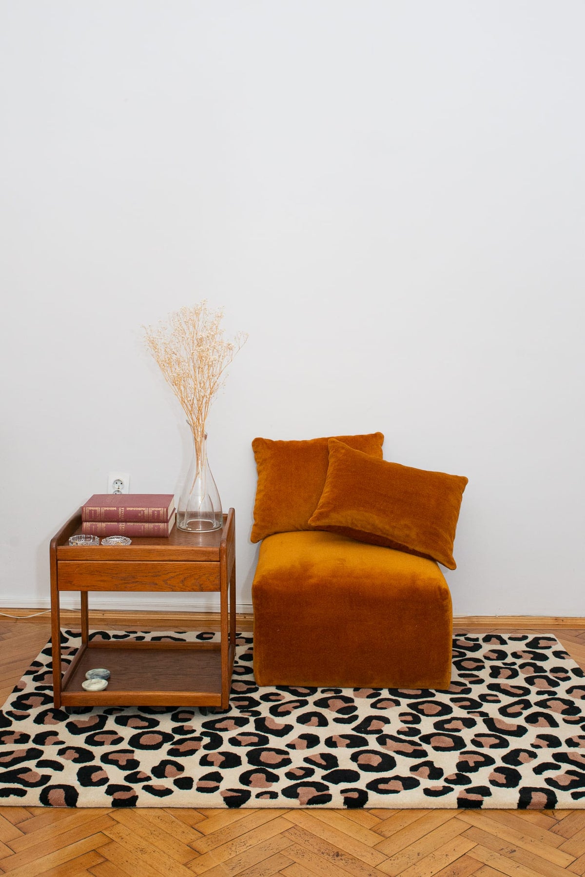 Tapis Imitation Léopard Style Nordique - Lavable - Polyester Brun - Neuf