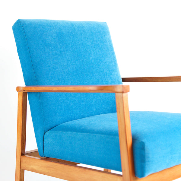 Fauteuil Vintage Bleu en Velours Blue Lagoon détails