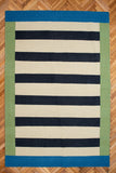 Tapis Tissé à Plat Coton Artisanal Blue Symmetry Vu de haut