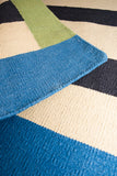Tapis Coton Tissé à Plat Artisanal Blue Symmetry détails