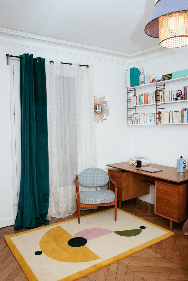 Tapis Laine Tufté Fait Main Artisanal Asian Umbrella