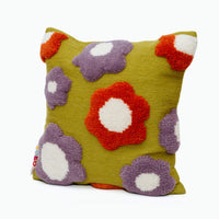 Housse de Coussin en Laine Tissée à la Main Motif fleur Purple Flower