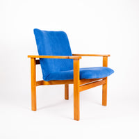 Fauteuil Wroclaw bleu côtelé