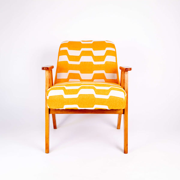 Fauteuil 366 Orange Bloom motifs géométriques de face