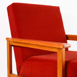 Fauteuil Vintage Rouge en Velours Vermillon détails