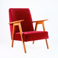 Fauteuil Vintage Rouge en Velours Fiery Red