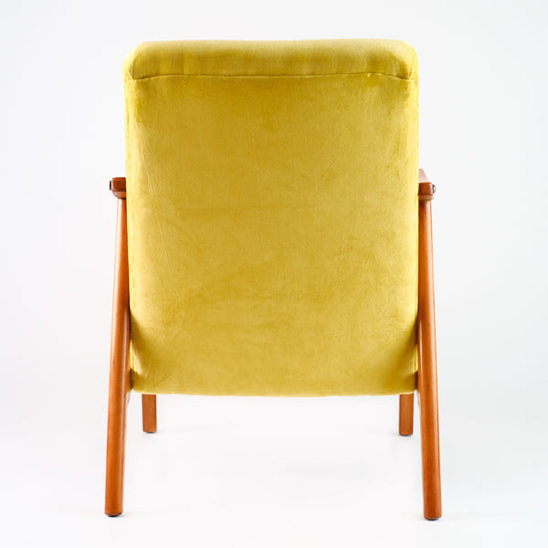 Fauteuil Vintage Jaune en Velours Yellow Submarine de dos