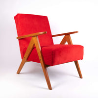Re tapissage vintage Fauteuil Velours Côtelé Rouge 