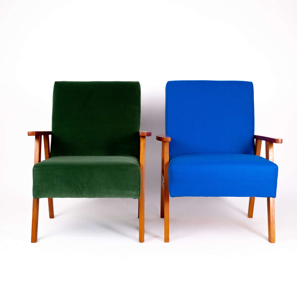 Fauteuil Bleu Matisse chute de tissu de la marque Gat Rimon inspiration duo de fauteuils