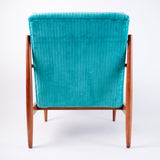 Fauteuil Acqua di Gioia chute de tissus velours côtelé turquoise  de dos 