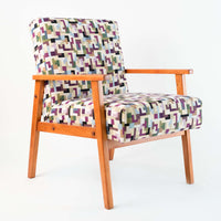 Fauteuil Vintage à Carreaux multicolore Tissu Jacquard Playground
