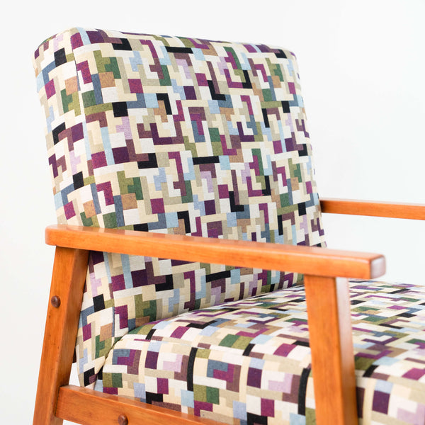 Fauteuil Vintage à Carreaux multicolore Tissu Jacquard Playground détails