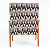 Fauteuil Vintage Marron Motif Zig Zag Tissu Designer Guild Black&White Zebra de dos